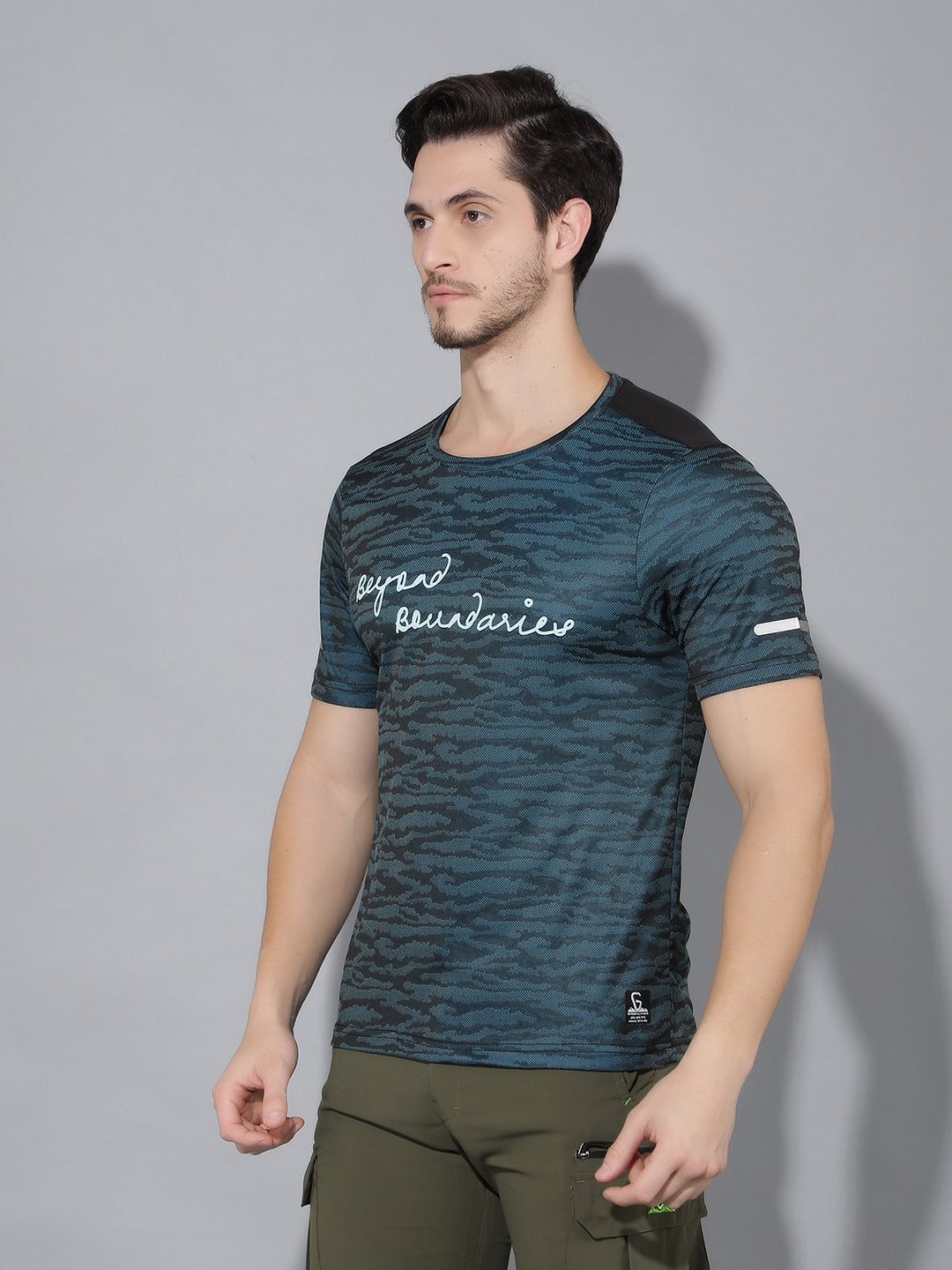 GreenLands T-Shirt HS JACQUARD R Blue/ Black Color Side View