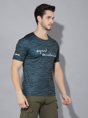 GreenLands T-Shirt HS JACQUARD R Blue/ Black Color Side View