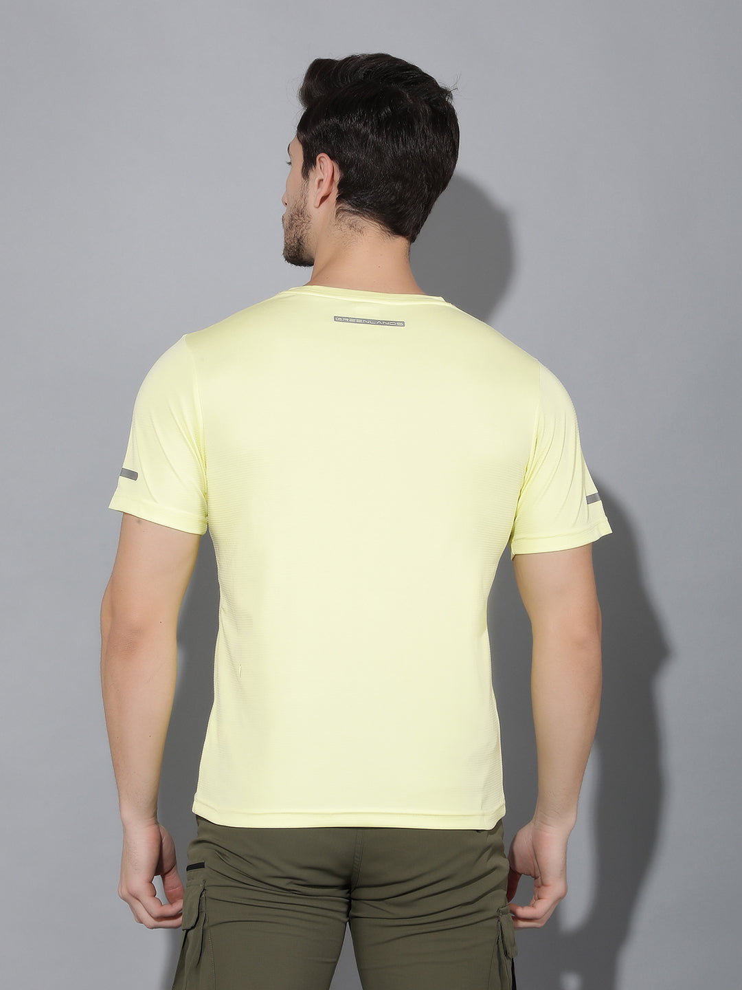 GreenLands T-Shirt HS STRIA R Pastel Yellow Color Backside View