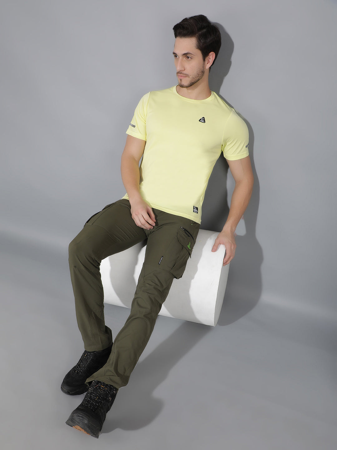GreenLands T-Shirt HS STRIA R Pastel Yellow Color Front View