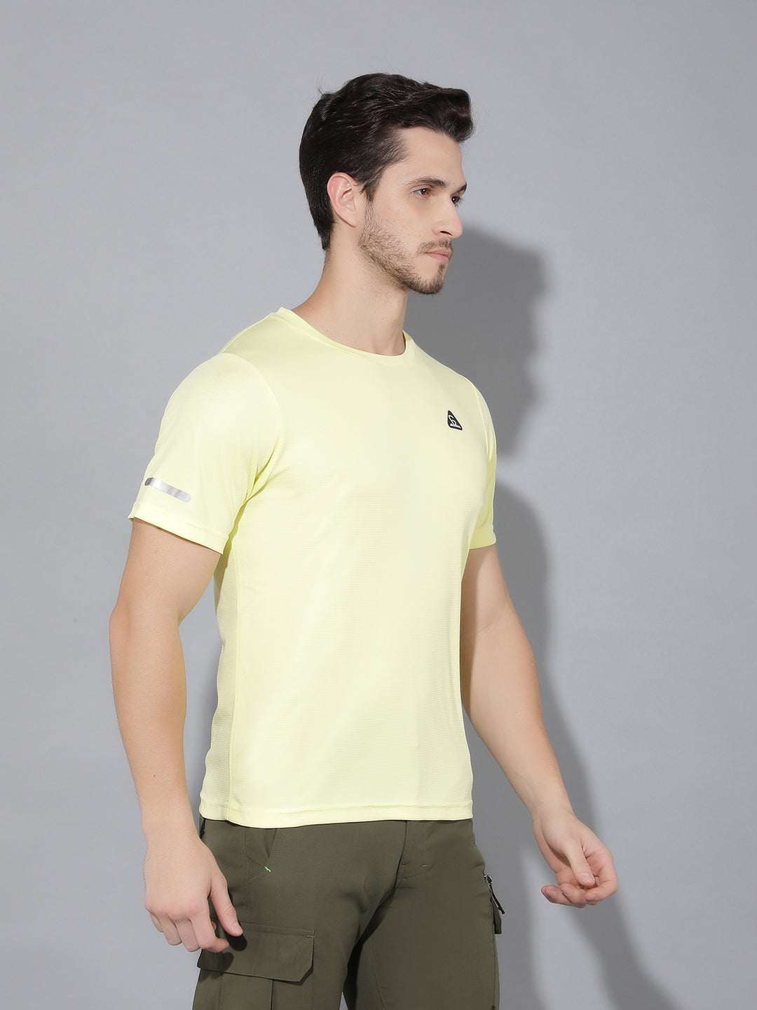 GreenLands T-Shirt HS STRIA R Pastel Yellow Color Side View