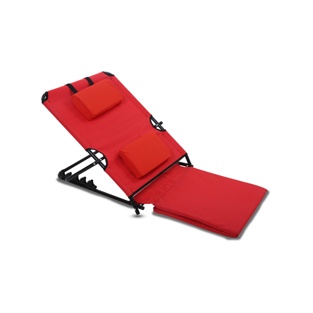 Greenlands Adjustable Recliner Bed for Camping, Outing, Trekking Red Color Fold View