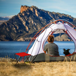 Greenlands Camping Stool Mild Steel Size Medium Red Color for Outdoor adventures Camping View