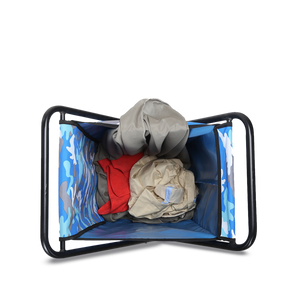 Greenlands Camping Storage Bin 30 Mild Steel Blue Camo for outdoor Adventures Inside View