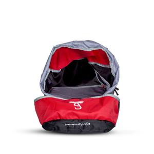 Greenlands Cria Adventure Travel Rucksack Bag Red Color 50 Litres Front and Inside View