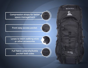 Greenlands Globo Adventure Rucksack Black Color 45 Litres Multi Features