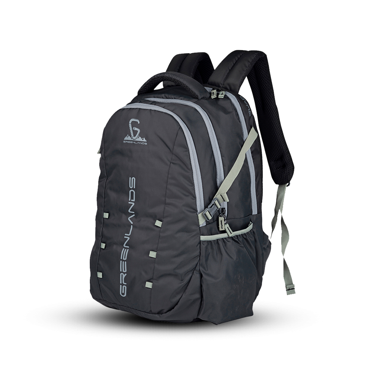 Greenlands Quad Work Laptop Backpack Dark Grey Color Front Side View