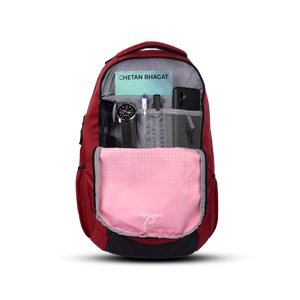 Greenlands Vignette Campus Backpack Red Color Closer View