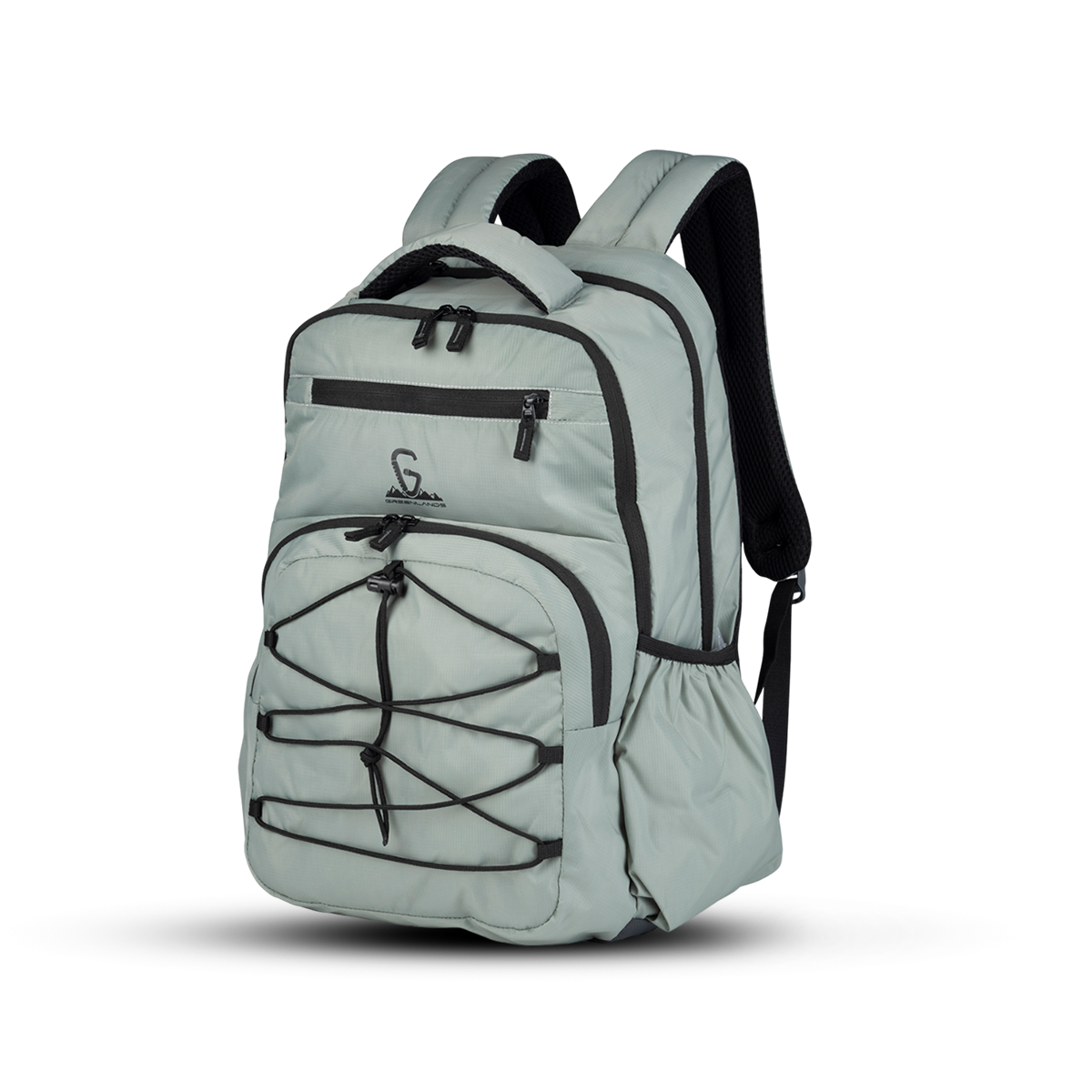 Greenlands Ziggy Laptop Work Backpack Light Grey Color Front and Side View