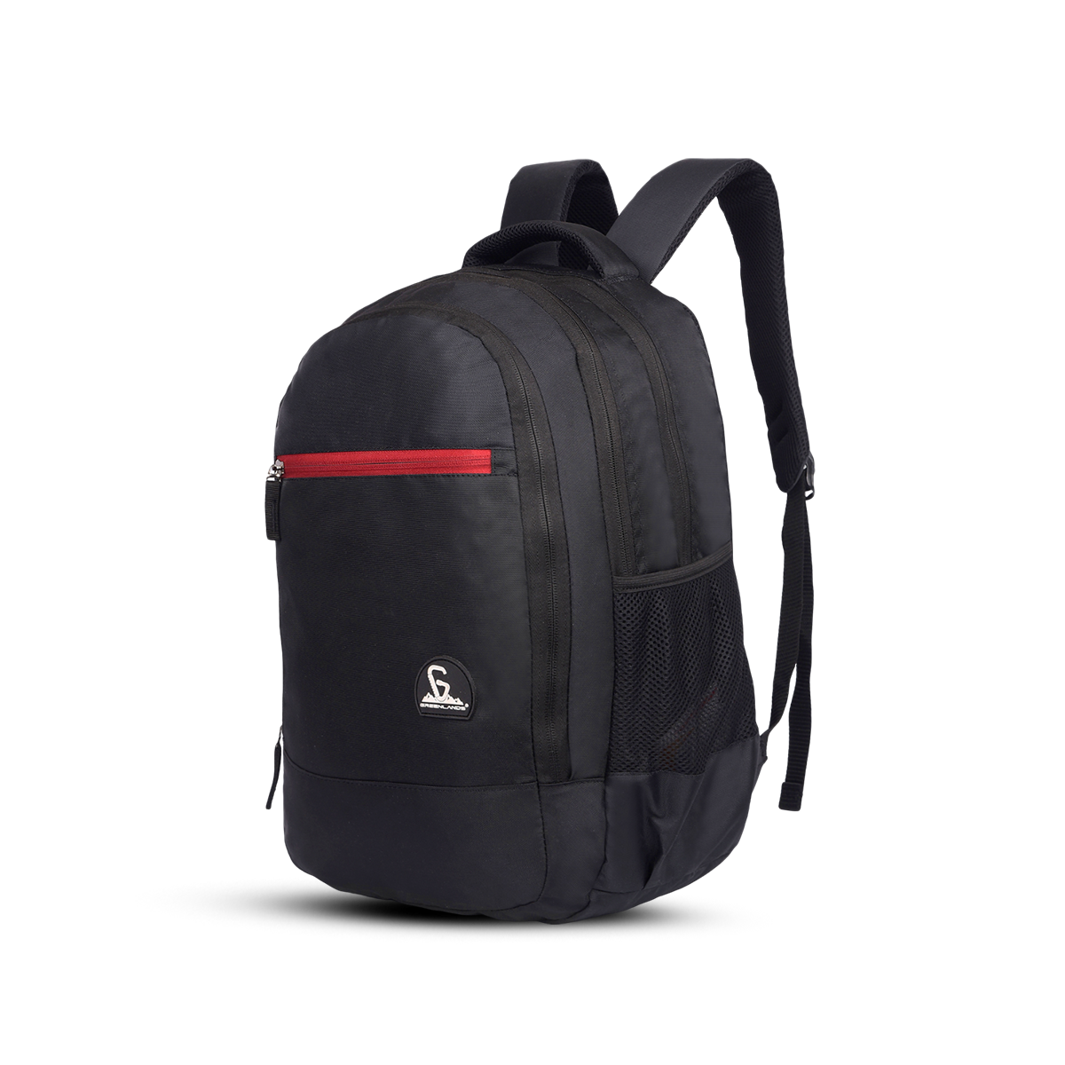 Greenlands Zipster Laptop Work Backpack Black Color Front and Side View