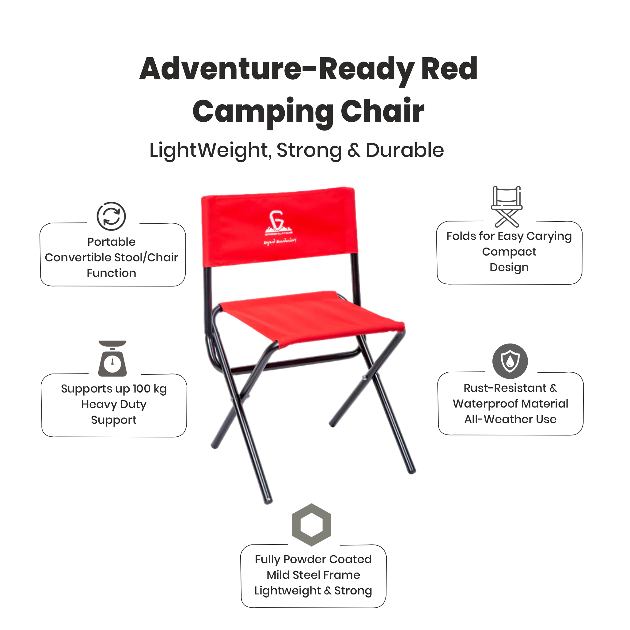 Camping Chair Mild Steel Red