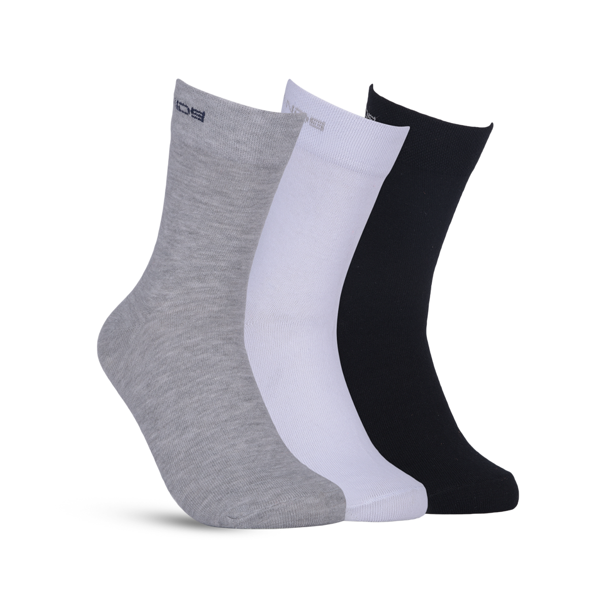 TRISH White/Gray/Black Crew Socks (Pack of 3) for Everyday Luxury