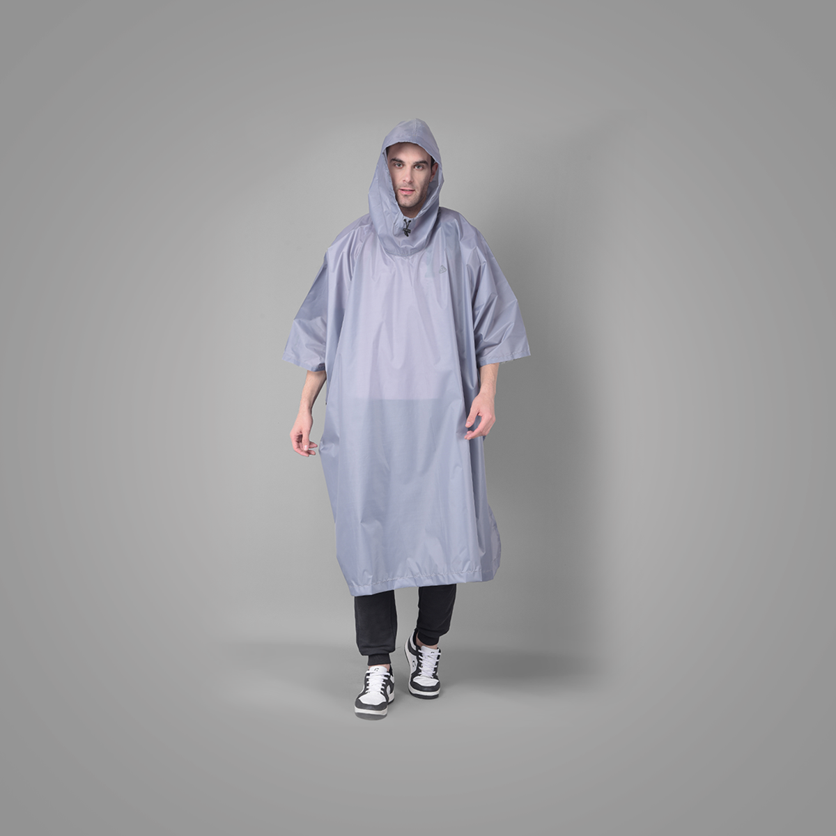GLOBO Grey Unisex Outdoor Lightweight Rain Poncho for Fashionable Waterproof Weather Protection - Large, Grey