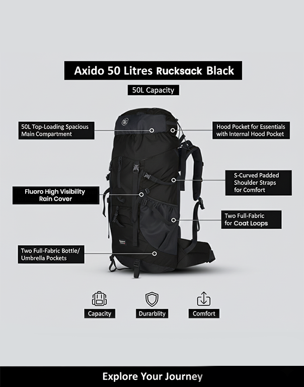 Axido 50 Litres Rucksack Black