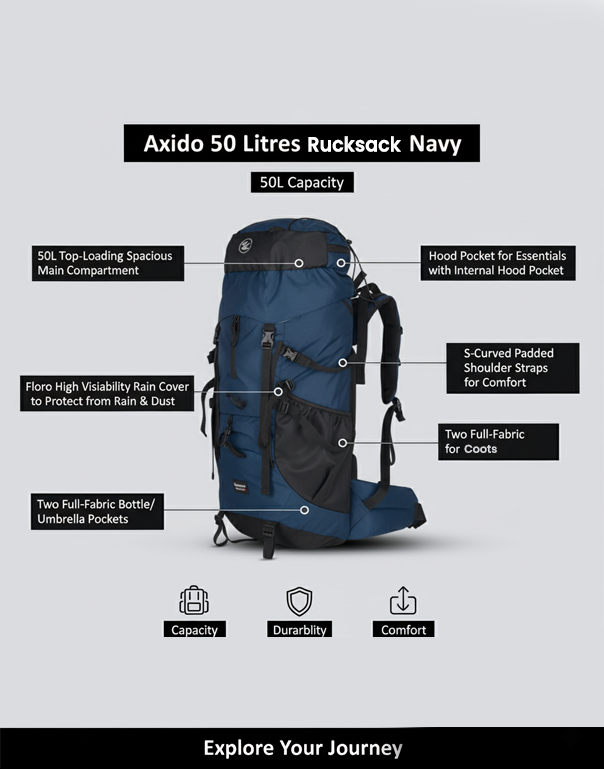 Axido 50 Litres Rucksack Navy