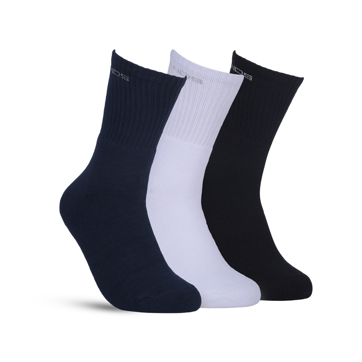 GreenLands QUADRA Crew Socks (Pack of 3) for Stylish Everyday Comfort White/Gray/Black 