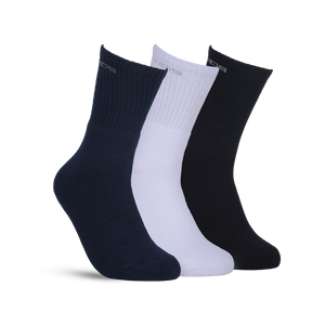 GreenLands QUADRA Crew Socks (Pack of 3) for Stylish Everyday Comfort White/Gray/Black 