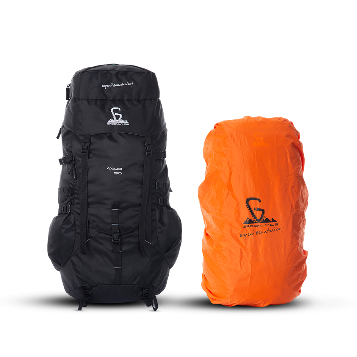 Greenlands Axido Adventure Rucksack Black Color 50 Litres With Yellow Rain Cover