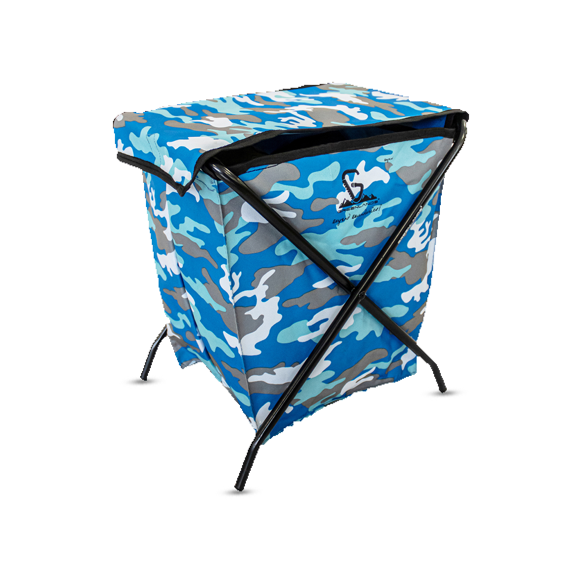 Greenlands Camping Storage Bin 15 Mild Steel Blue Camo for outdoor Adventures