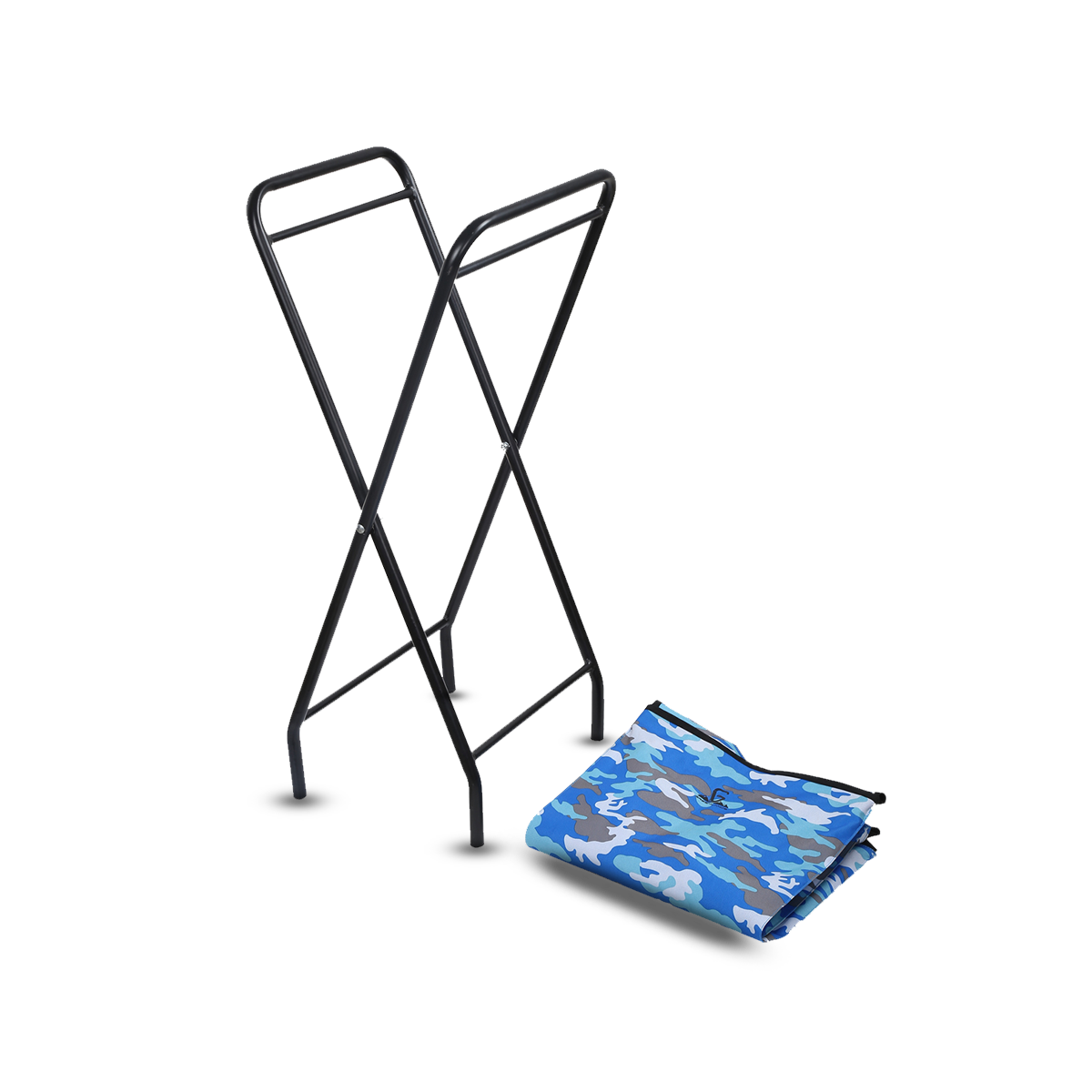 Greenlands Camping Storage Bin 30 Aluminium Blue Camo for outdoor Adventures Stand View