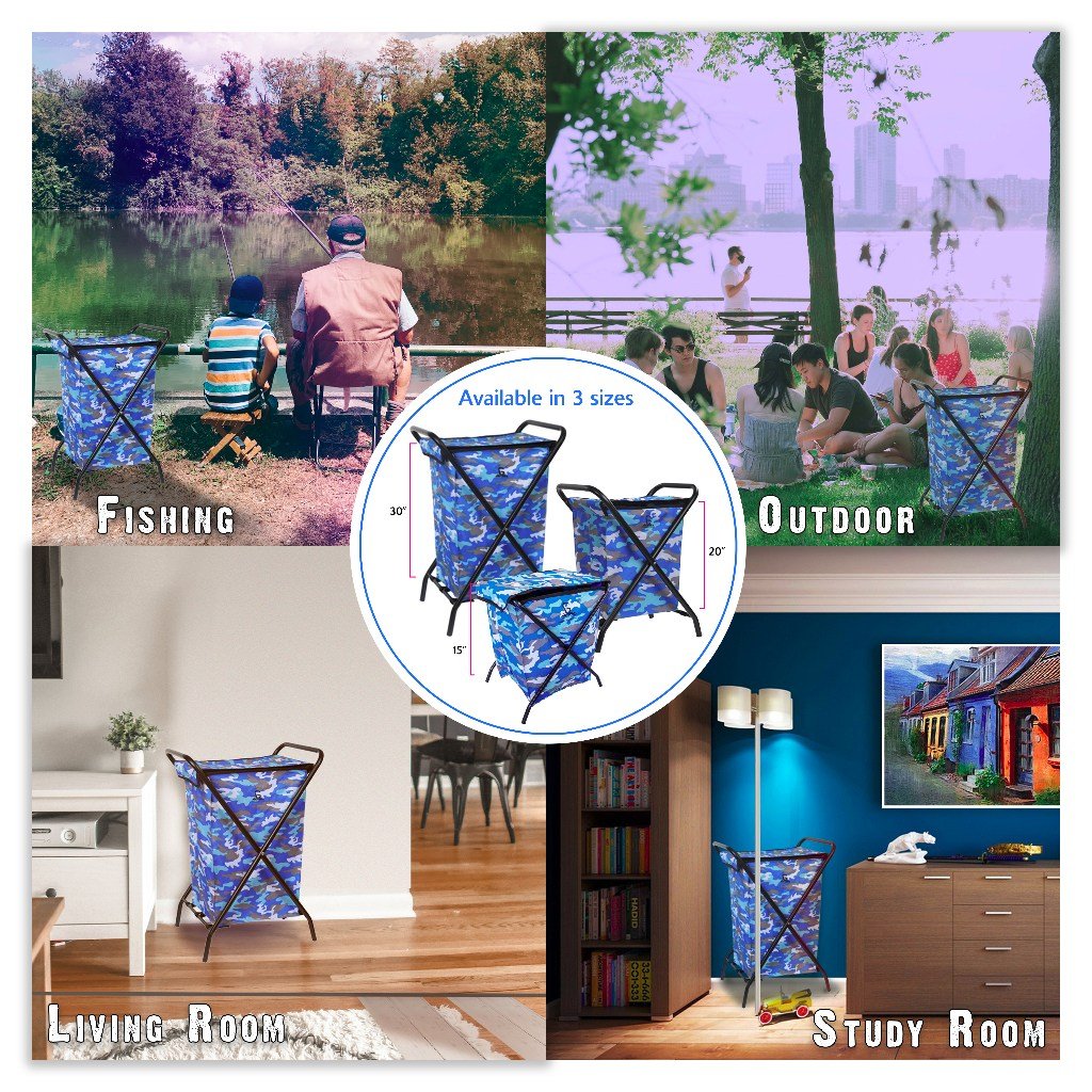 Greenlands Camping Storage Bin 30 Mild Steel Blue Camo for outdoor Adventures Bottom Features