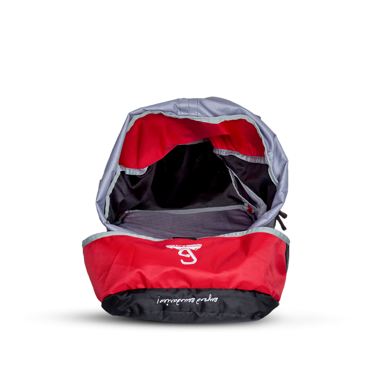 Greenlands Cria Adventure Travel Rucksack Bag Red Color 50 Litres Front and Inside View