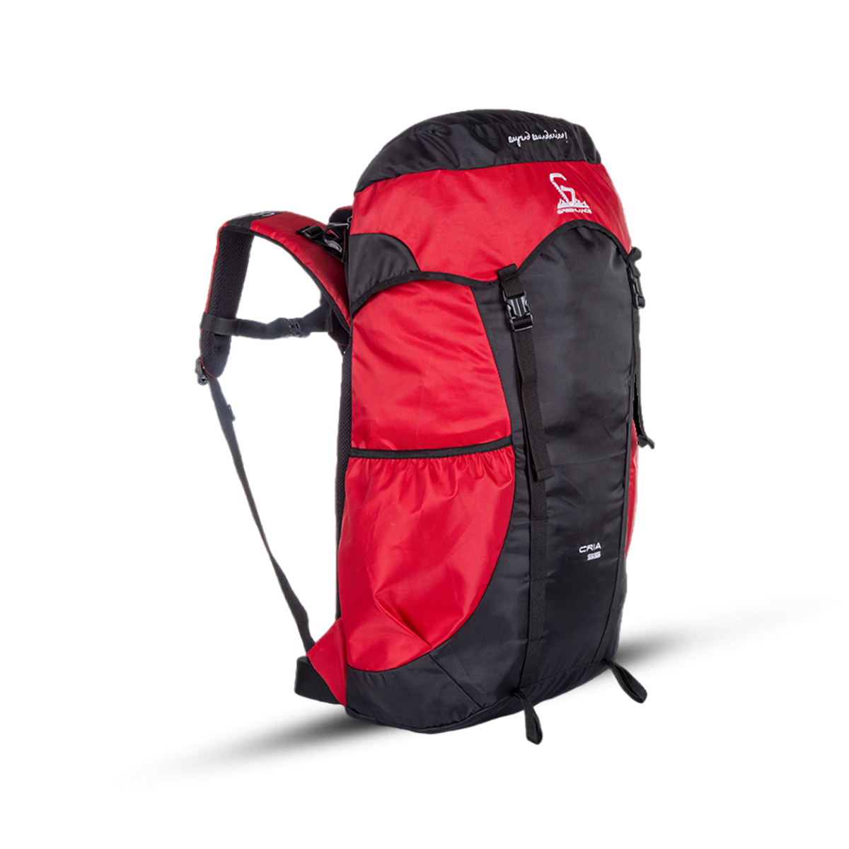 Greenlands Cria Adventure Travel Rucksack Bag Red Color 55 Litres Side View