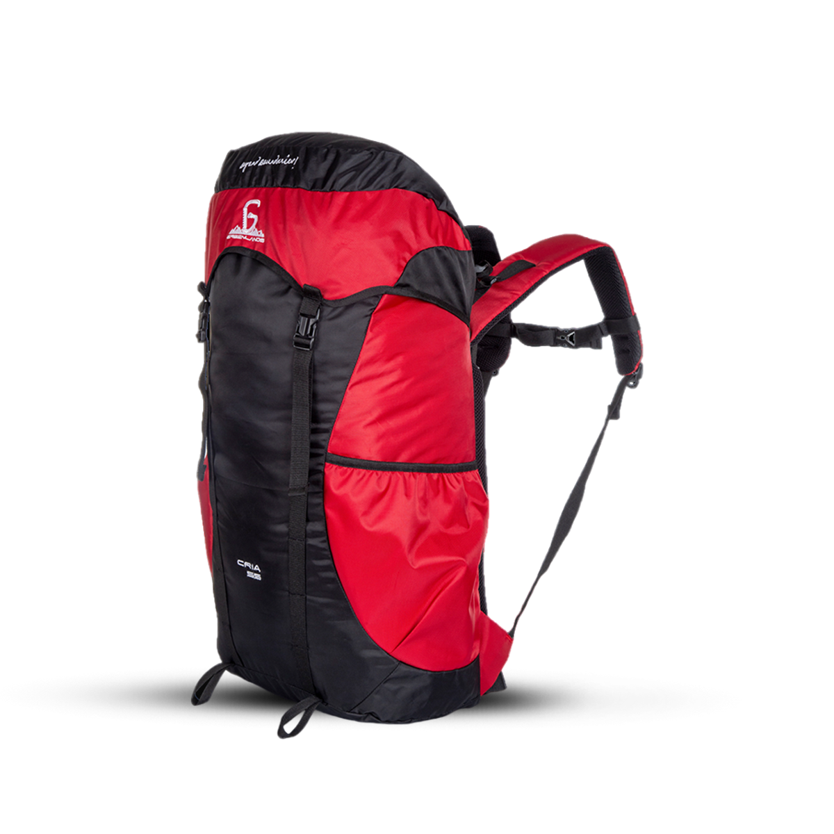 Greenlands Cria Adventure Travel Rucksack Bag Red Color 55 Litres Side View