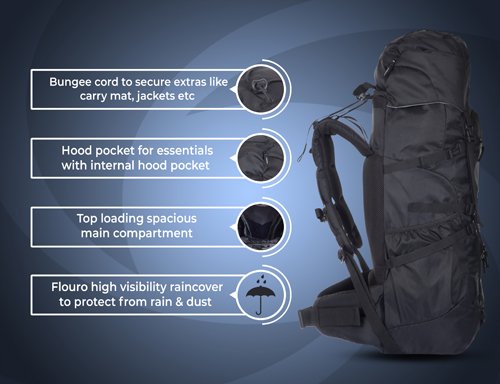 Greenlands Globo Adventure Rucksack Black Color 45 Litres Multi Features