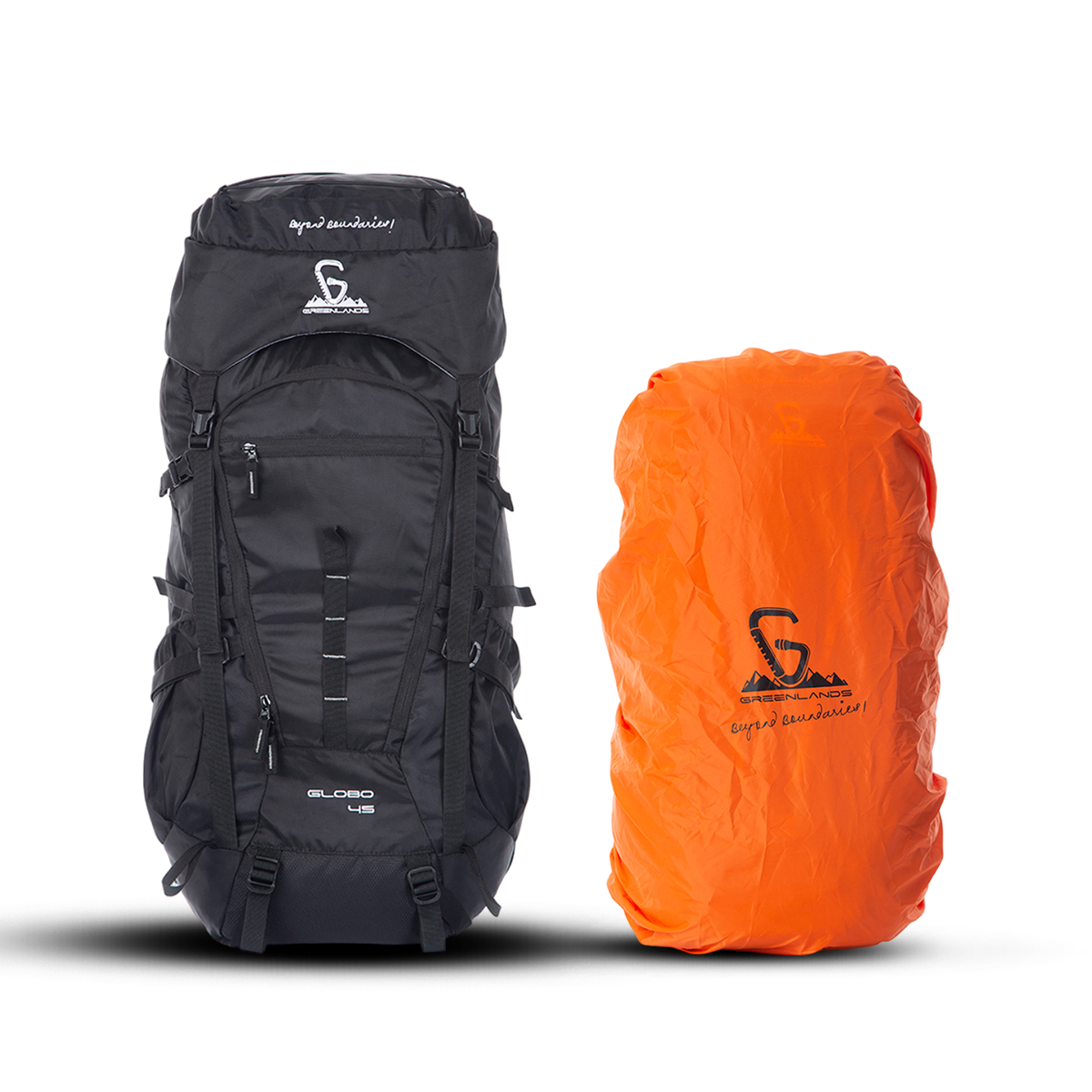 Greenlands Globo Adventure Rucksack Black Color 45 Litres with Yellow  Rain Cover