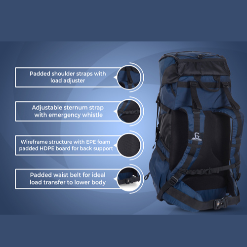 Greenlands Globo Adventure Rucksack Navy Color 45 Litres Multi Features