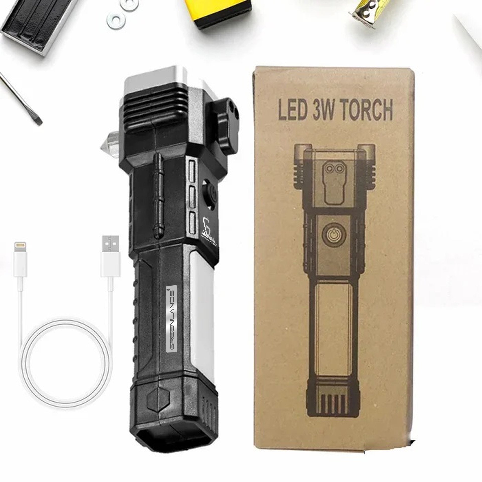 Greenlands Outdoor Torch Multi-Utility LED-3W for Portable Brilliance (Emergency Tool) Parts