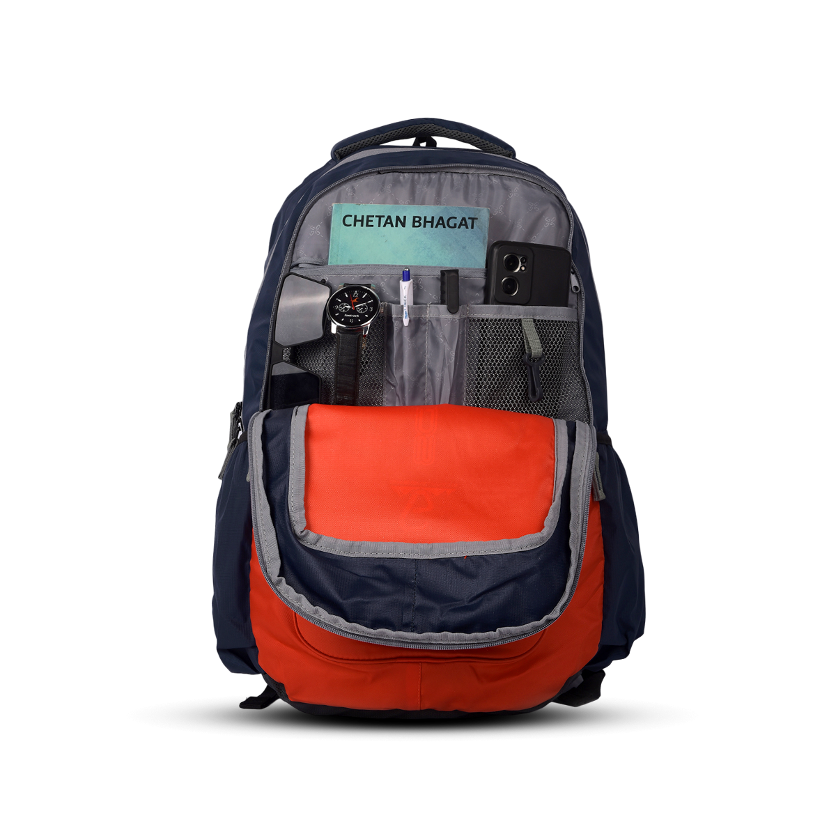 Greenlands Torpedo Laptop Work Backpack Orange Color Inside View