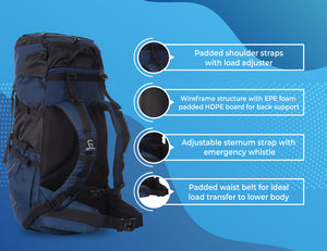 Greenlands Tritus Adventure Rucksack Navy Color 40 Litres Multi Features