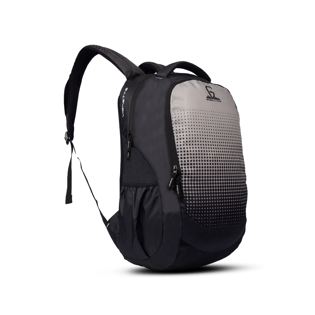 Greenlands Vignette Campus Backpack Light Grey Color Front  Side View