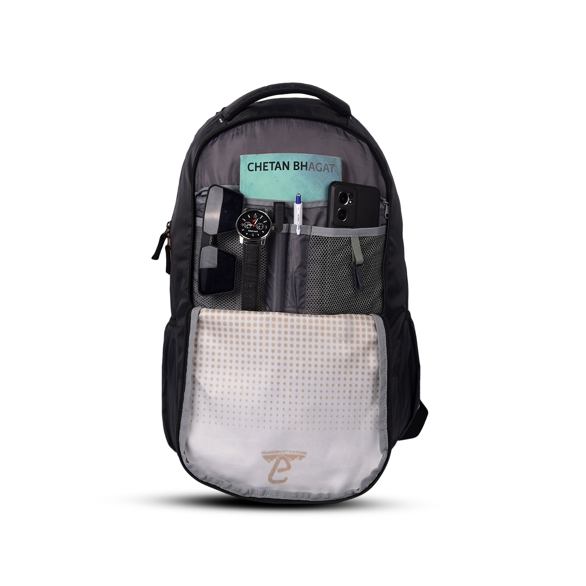 Greenlands Vignette Campus Backpack Light Grey Color inside View