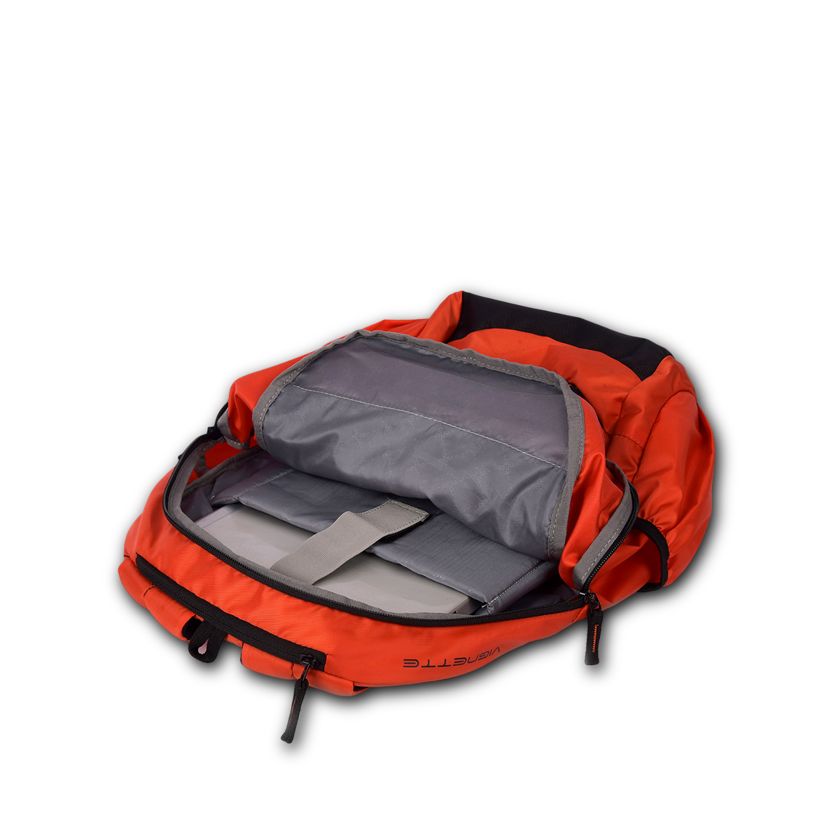 Greenlands Vignette Campus Backpack Orange Color inside View