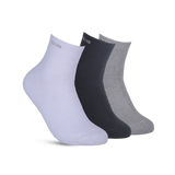 GLOBO White/Grey/Black Ankle Socks (Pack of 3) for Effortless Everyday Chic