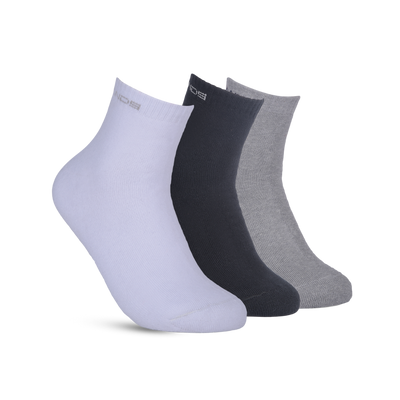 GLOBO White/Grey/Black Ankle Socks (Pack of 3) for Effortless Everyday Chic