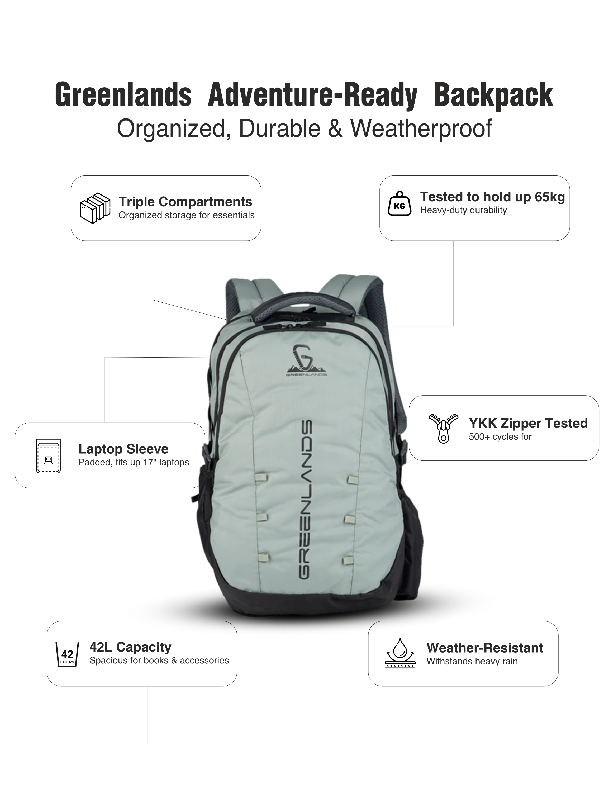 Quad Work Backpack Light Grey