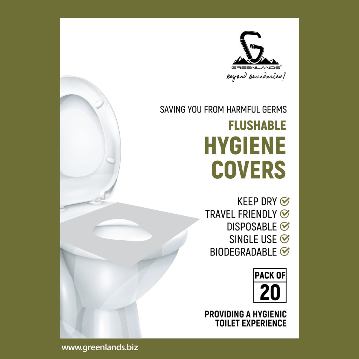 Greenlands Hygiene Cover (Toilet Seat Cover) - 20 Sheets