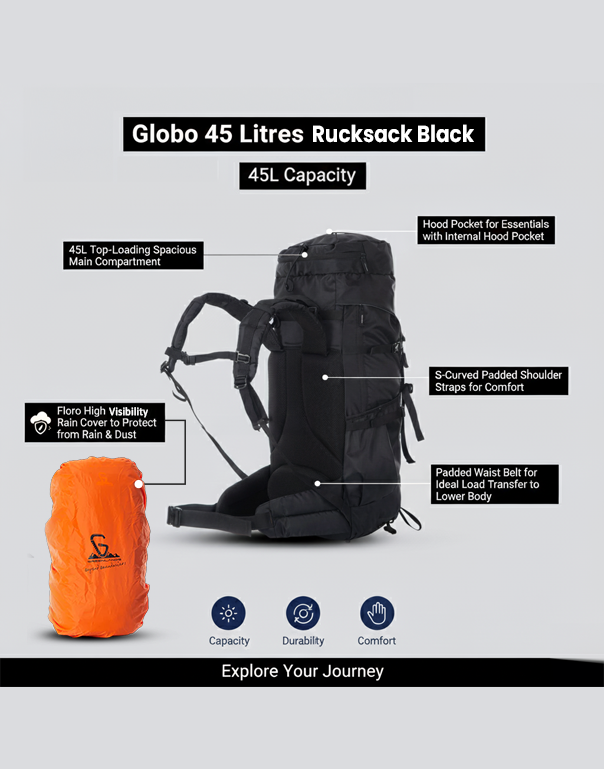 Globo 45 Litres Rucksack Black