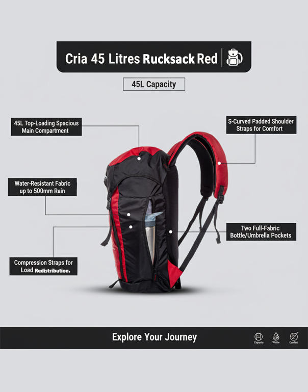 Cria 45 Litres Rucksack Red
