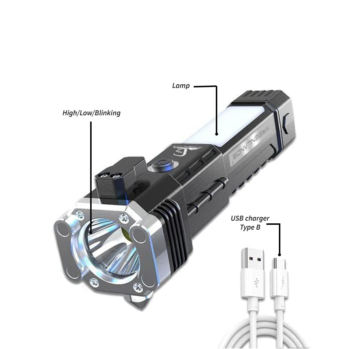 Greenlands Portable Multi-Utility 3W LED Torch for Outdoor Adventures